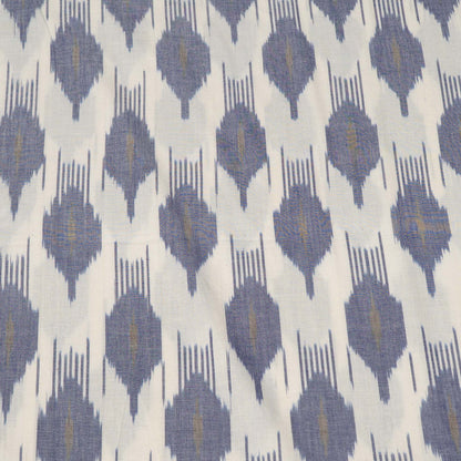 Blue & White Cotton Handloom Ikat Fabric - 44" (112 cm)