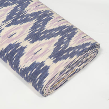 Blue, Purple & White Cotton Handloom Ikat Fabric - 44" (112 cm)