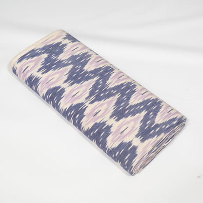 Blue, Purple & White Cotton Handloom Ikat Fabric - 44" (112 cm)