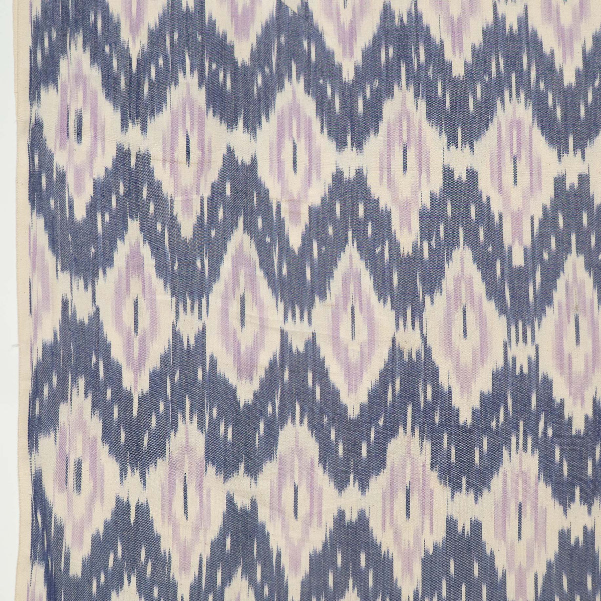 Blue, Purple & White Cotton Handloom Ikat Fabric - 44" (112 cm)