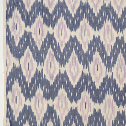 Blue, Purple & White Cotton Handloom Ikat Fabric - 44" (112 cm)