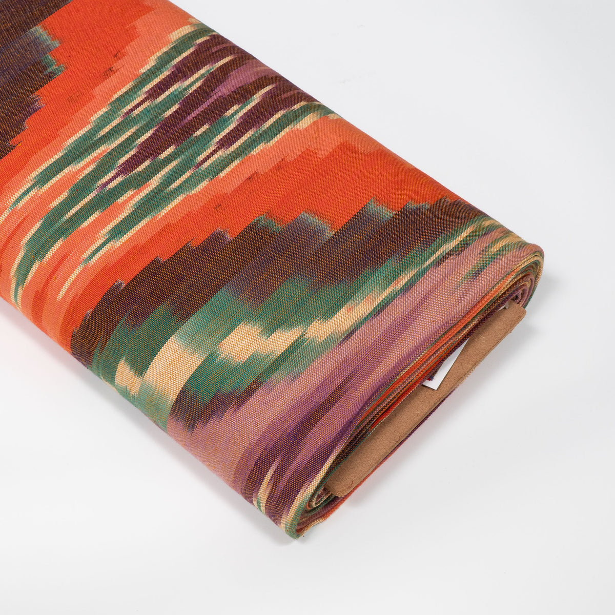 Red, Purple, Green & White Cotton Handloom Ikat Fabric - 54" (137 cm)
