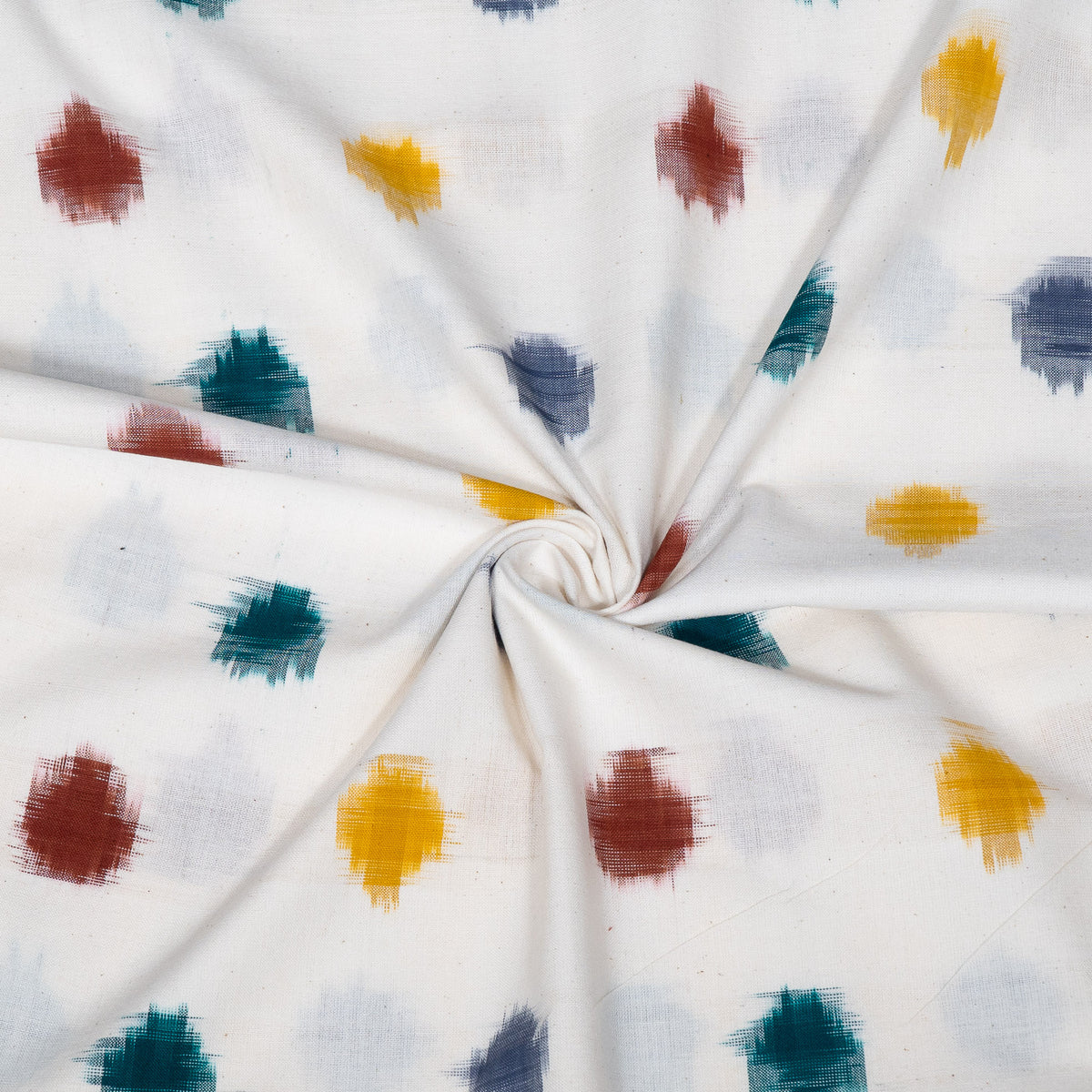 Multicolor Dots Cotton Handwoven Double Ikat Fabric - 44" (112 cm)