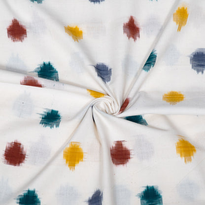 Multicolor Dots Cotton Handwoven Double Ikat Fabric - 44" (112 cm)