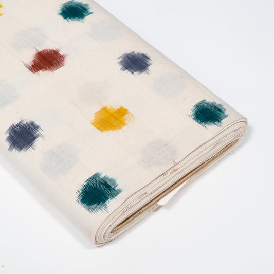Multicolor Dots Cotton Handwoven Double Ikat Fabric - 44" (112 cm)