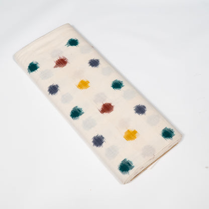Multicolor Dots Cotton Handwoven Double Ikat Fabric - 44" (112 cm)