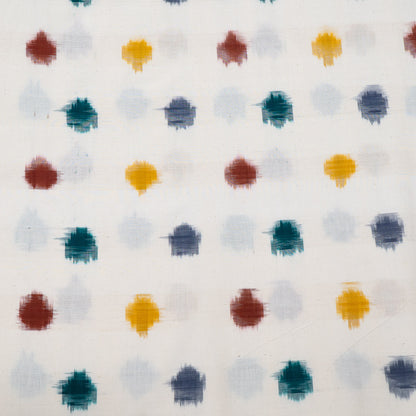 Multicolor Dots Cotton Handwoven Double Ikat Fabric - 44" (112 cm)