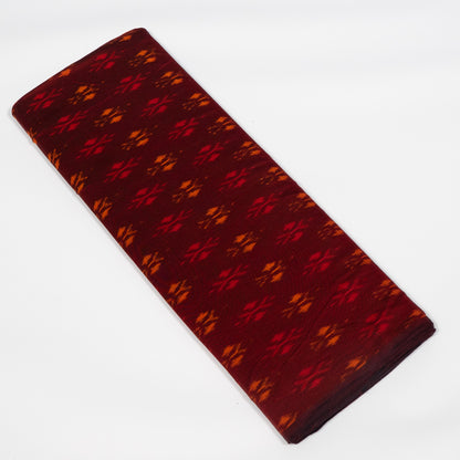 Maroon & Mustard Cotton Handloom Ikat Fabric - 44" (112 cm)