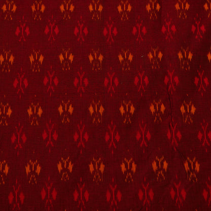 Maroon & Mustard Cotton Handloom Ikat Fabric - 44" (112 cm)