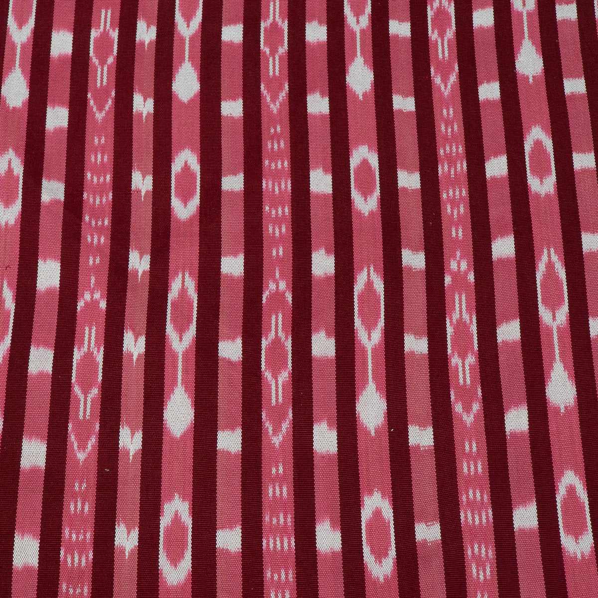 Pink, Maroon & White Cotton Handloom Ikat Fabric - 54" (137 cm)