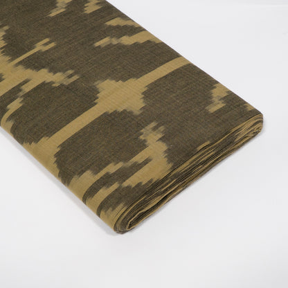 Green & Beige Floral Cotton Handloom Ikat Fabric - 44" (112 cm)