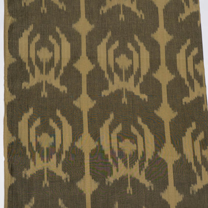 Green & Beige Floral Cotton Handloom Ikat Fabric - 44" (112 cm)