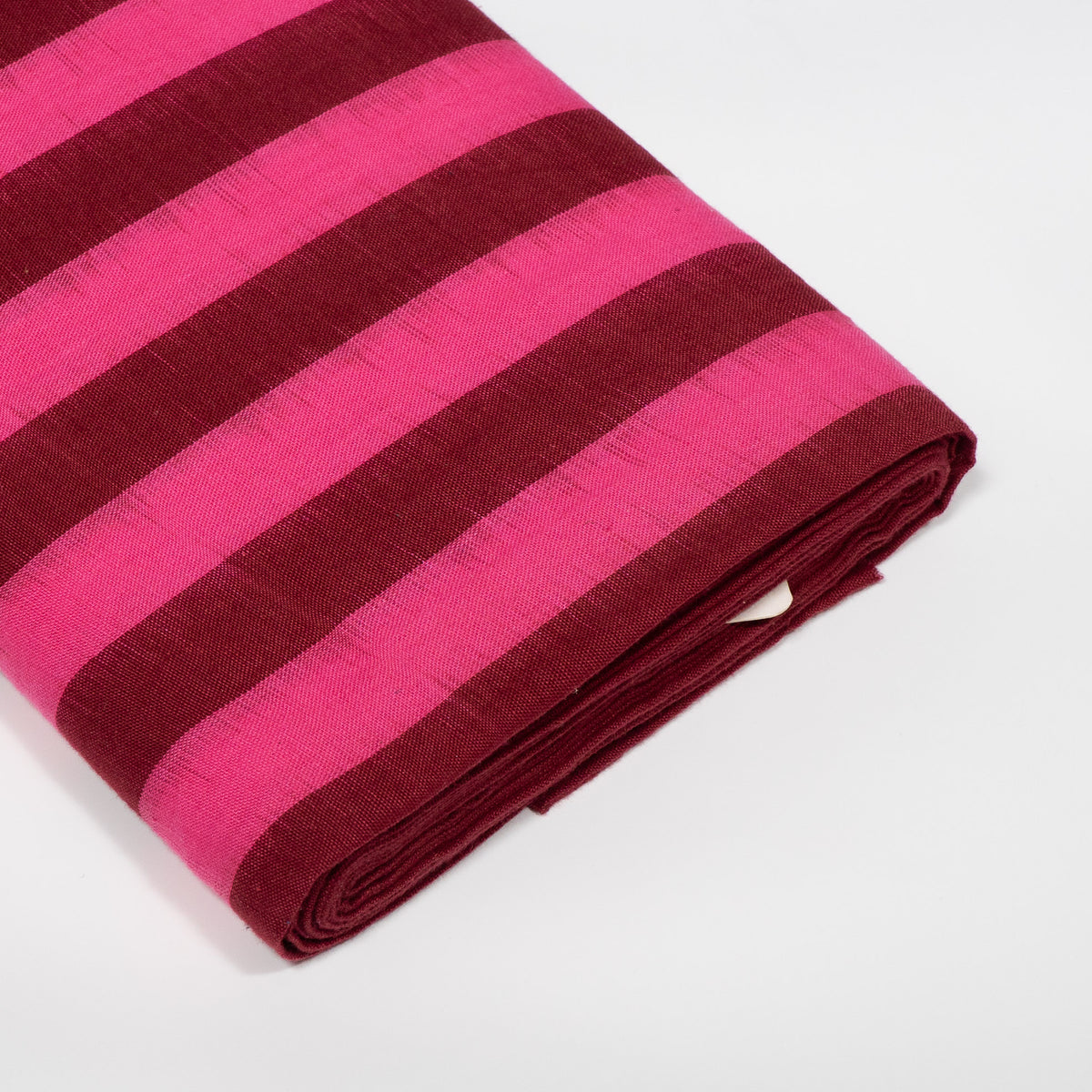 Pink & Maroon Stripe Cotton Handwoven Double Ikat Fabric - 44" (112 cm)