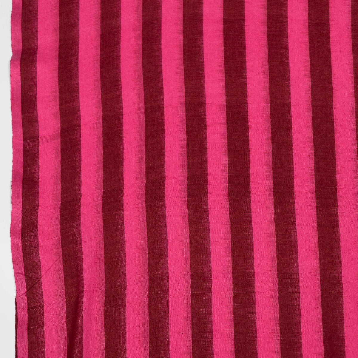 Pink & Maroon Stripe Cotton Handwoven Double Ikat Fabric - 44" (112 cm)