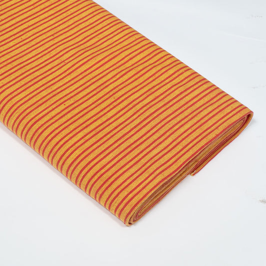 Yellow & Red Stripe Cotton Handloom Ikat Fabric - 44" (112 cm)