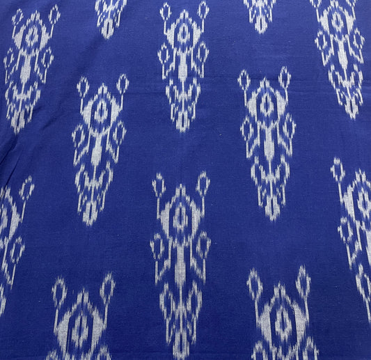 Blue & White Fine Quality Cotton Handloom Ikat (Sku: IK-283)
