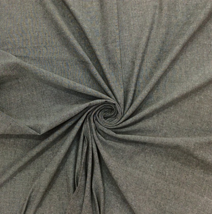 Gray Plain Cotton Handloom Ikat Fabric for Dresses | Width: 44"