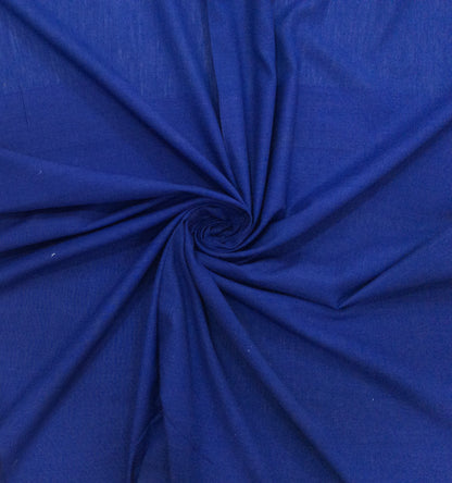 Blue Plain Cotton Handloom Ikat Fabric for Dresses | Width: 44"