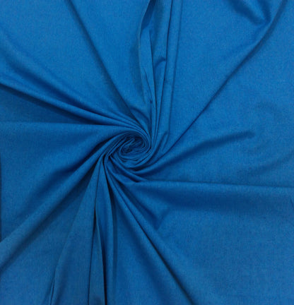 Blue Plain Cotton Handloom Ikat Fabric for Dresses | Width: 44"