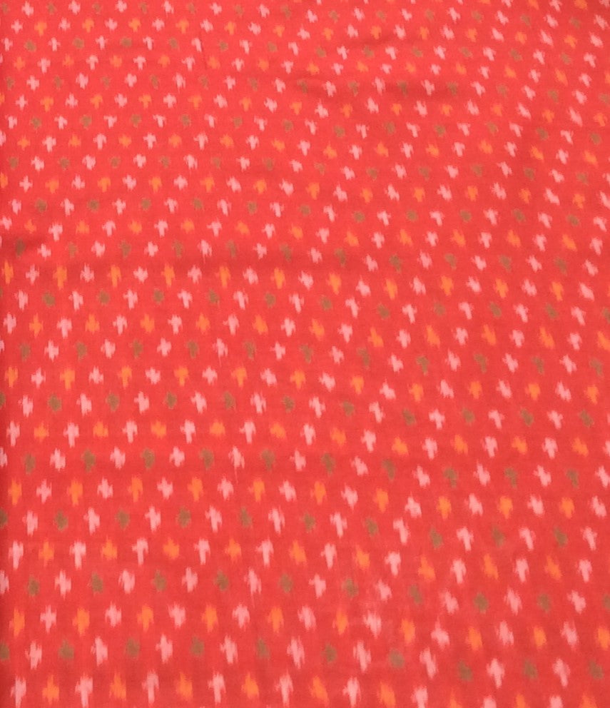 Red color Handloom Cotton Silk Ikat (Width: 44 inches or 112 cm)