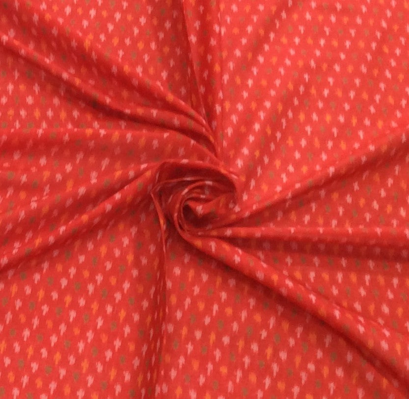 Red color Handloom Cotton Silk Ikat (Width: 44 inches or 112 cm)