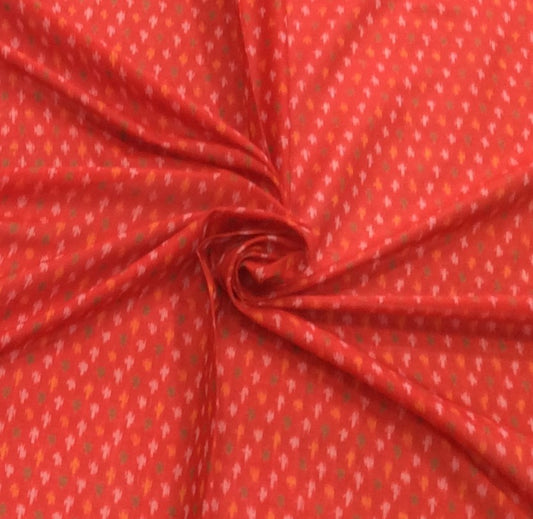 Red color Handloom Cotton Silk Ikat (Width: 44 inches or 112 cm)