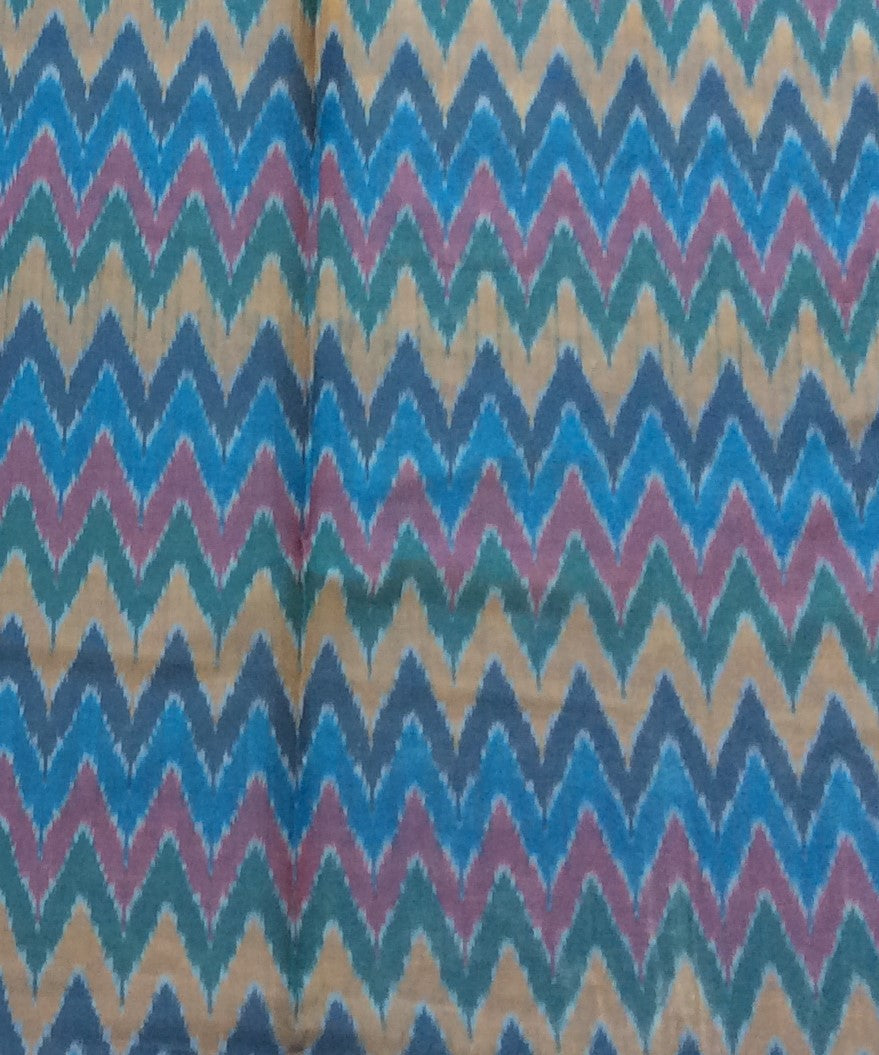 Multicolor Chevron Silk (50%) Cotton (50%) Blend Handwoven Ikat (Width: 44 inches or 112 cm)