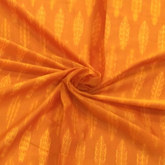 Mustard Silk (50%) Cotton (50%) Blend Handwoven Ikat (Width: 44 inches or 112 cm)