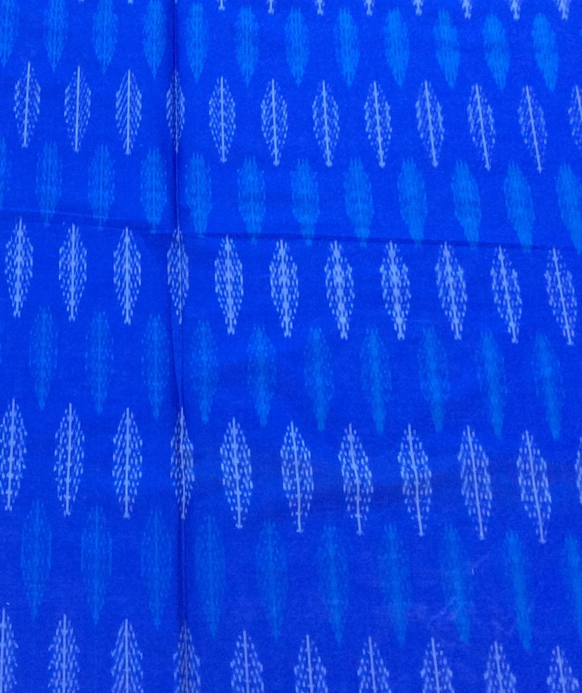 Blue & White Silk (50%) Cotton (50%) Blend Handwoven Ikat (Width: 44 inches or 112 cm)