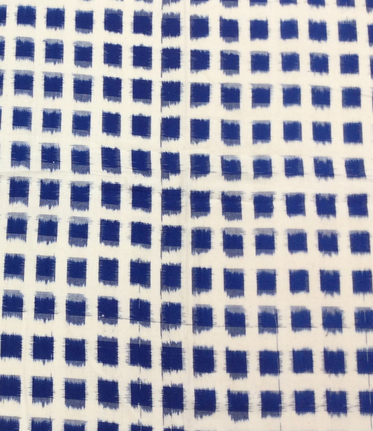 Blue & White Check Cotton Handwoven Thick Double Ikat (Width: 44 inches or 112 cm)