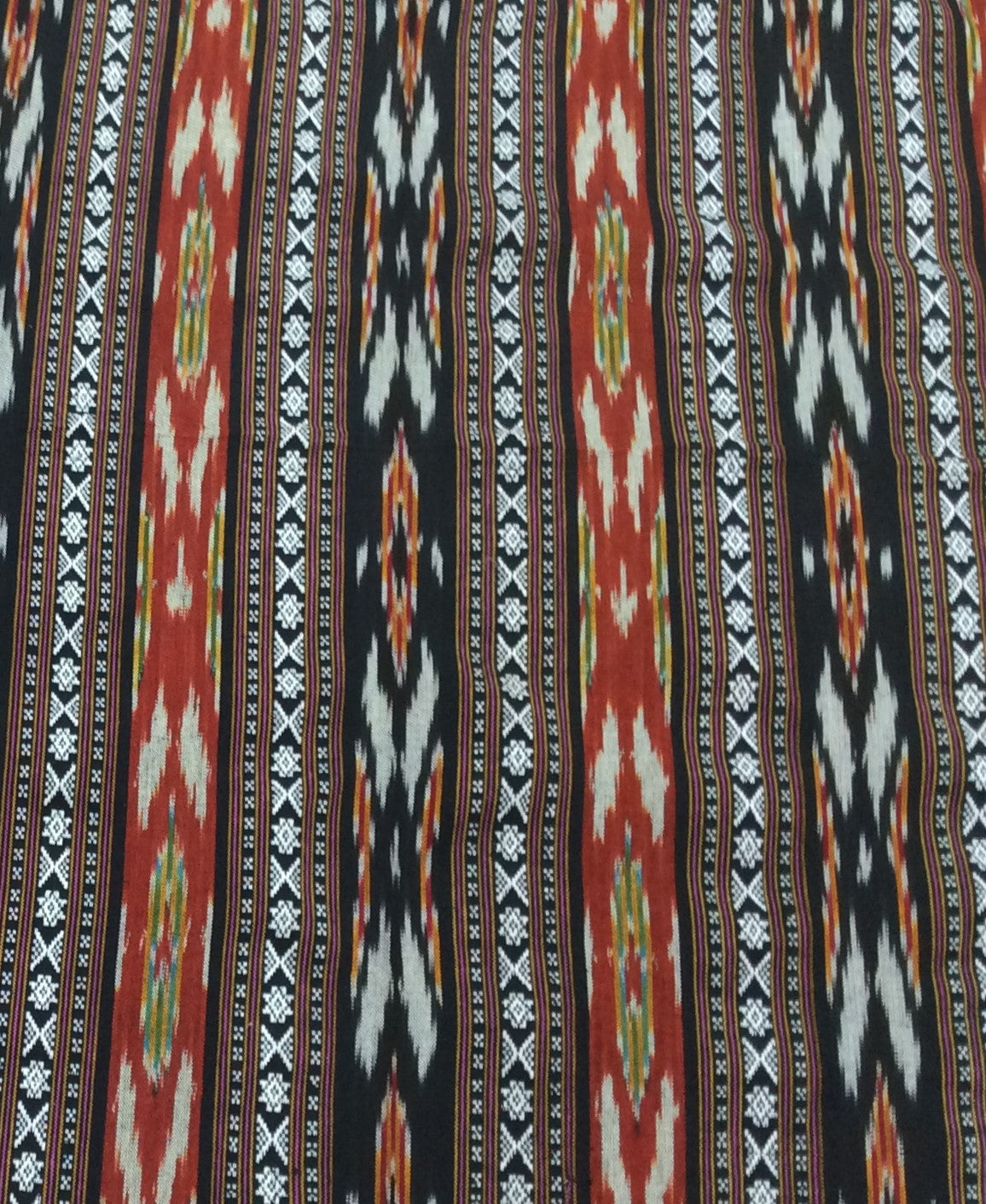 Multicolor Handloom Thick Cotton Dobby Ikat (Width: 44 inches or 112 cm)