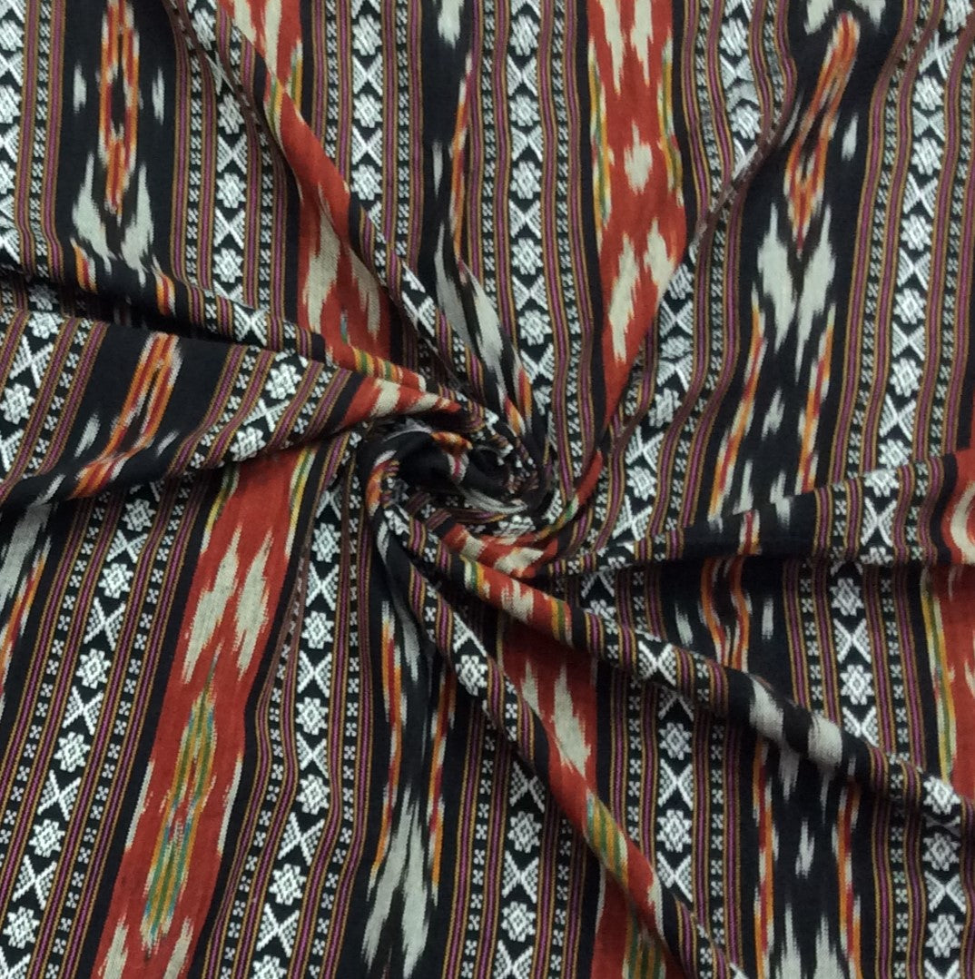 Multicolor Handloom Thick Cotton Dobby Ikat (Width: 44 inches or 112 cm)