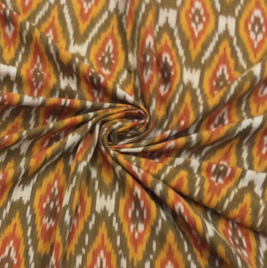 Multicolor Cotton Woven Handloom Thick Ikat (Width: 44 inches or 112 cm)