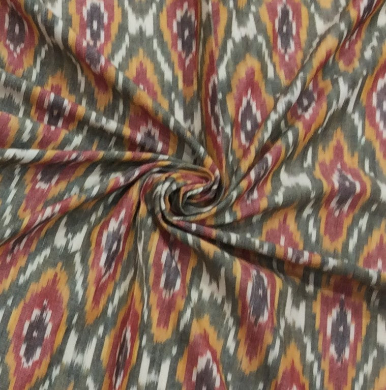 Multicolor Cotton Woven Handloom Thick Ikat (Width: 44 inches or 112 cm)