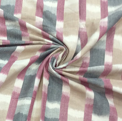 Beige & Green Cotton Handloom Thick Ikat (Width: 44 inch or 112 cm)