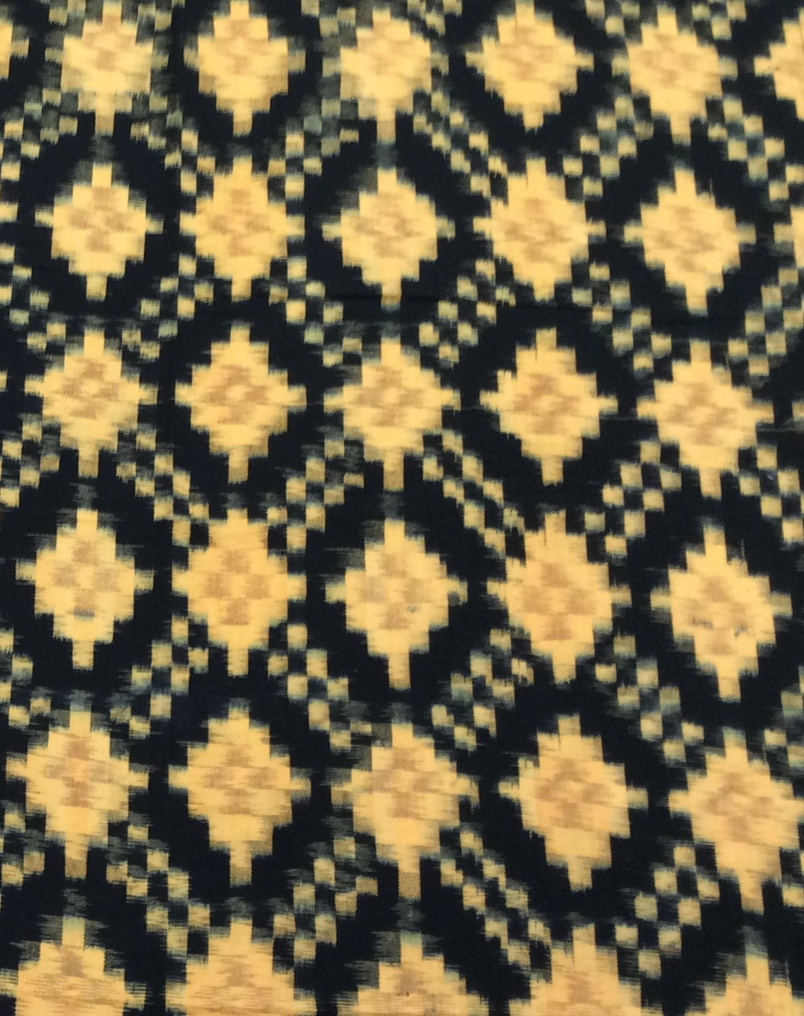 Black & Yellow Geometric Cotton Handloom Thick Ikat (Width: 44 inch or 112 cm)