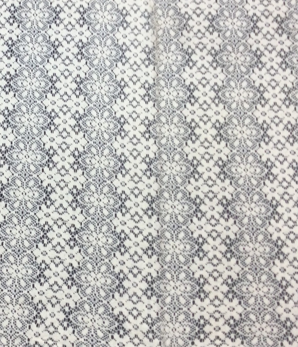 Off White Geometric Design Dyeable Cotton Net Fabric