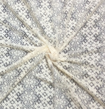 Off White Geometric Design Dyeable Cotton Net Fabric