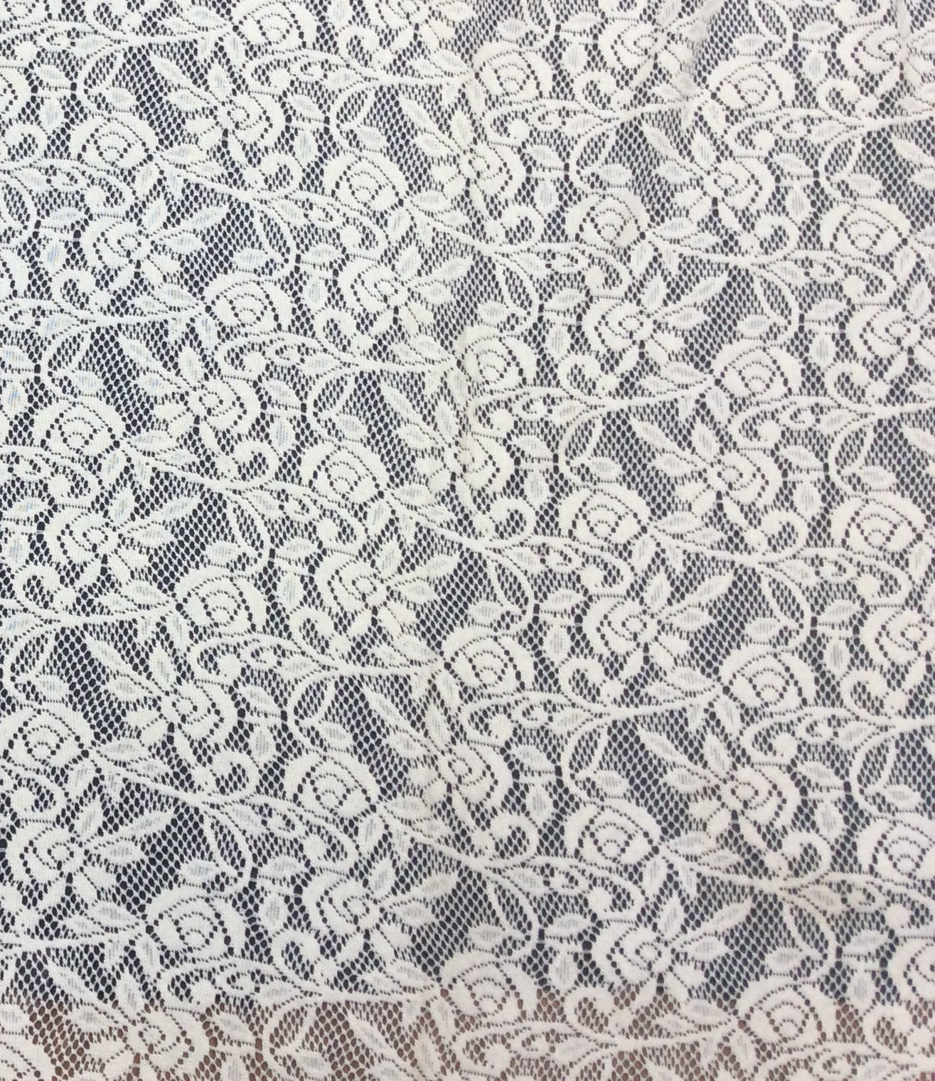 Off White Floral Cotton Dyeable Net Fabric