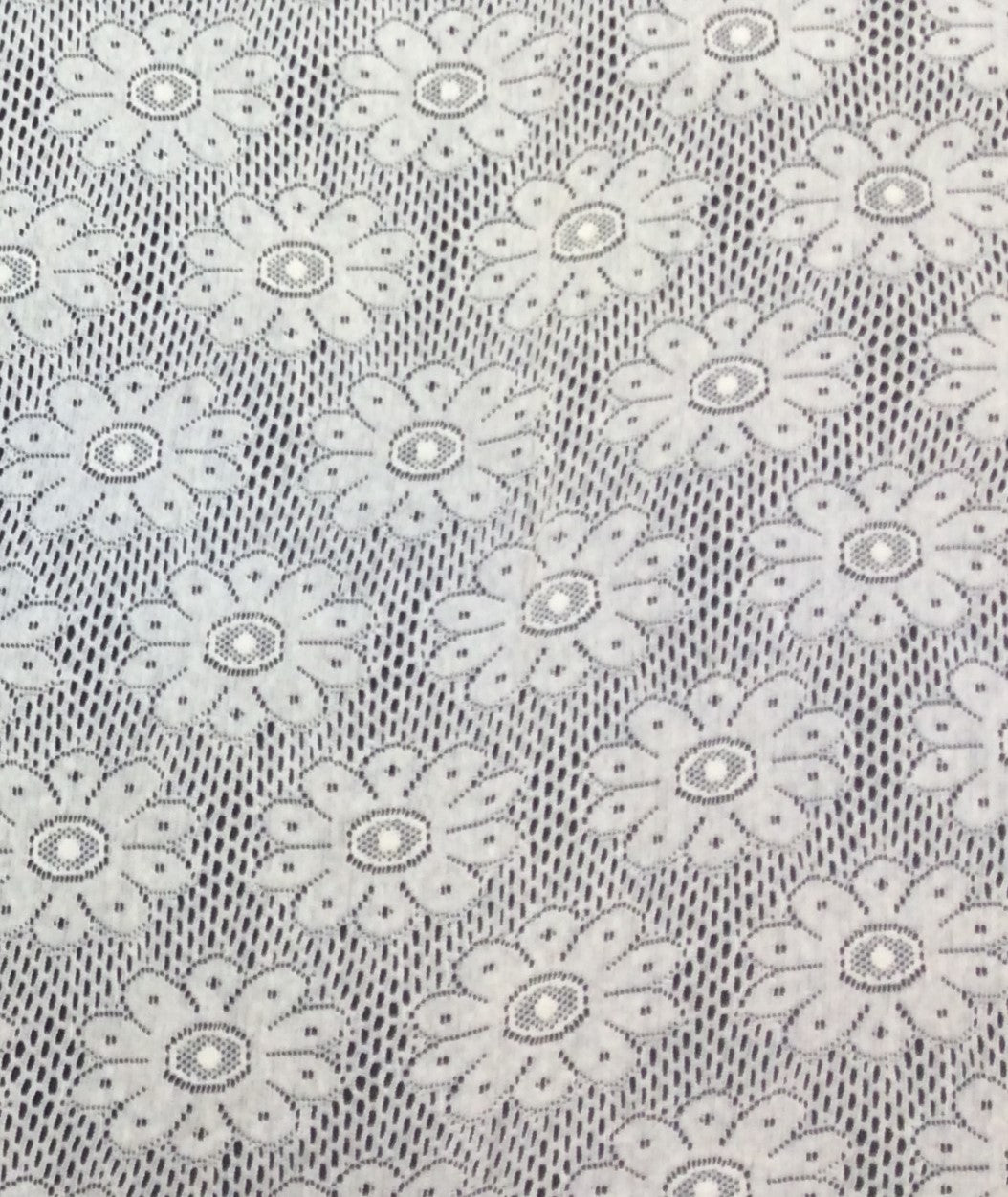 Off White Big Floral Cotton Dyeable Net Fabric