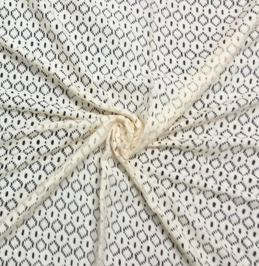 Off White Floral Cotton Dyeable Net Fabric