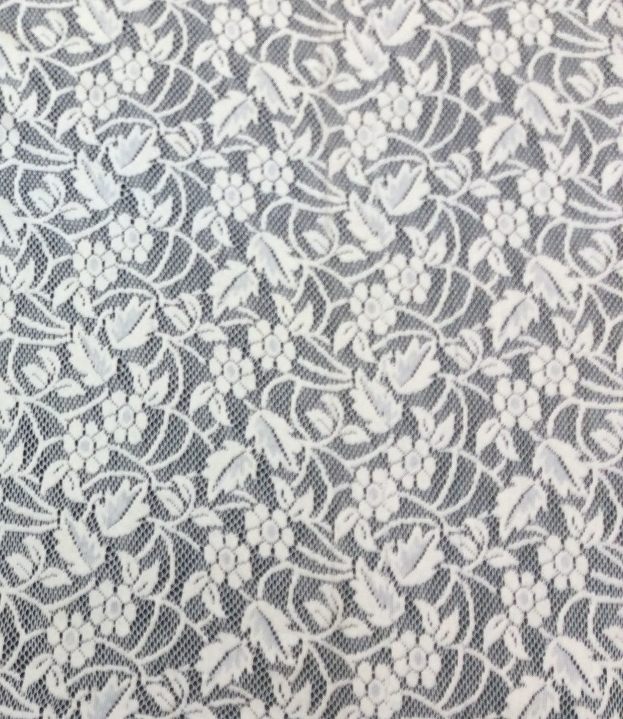 Off White Floral Cotton Dyeable Net Fabric