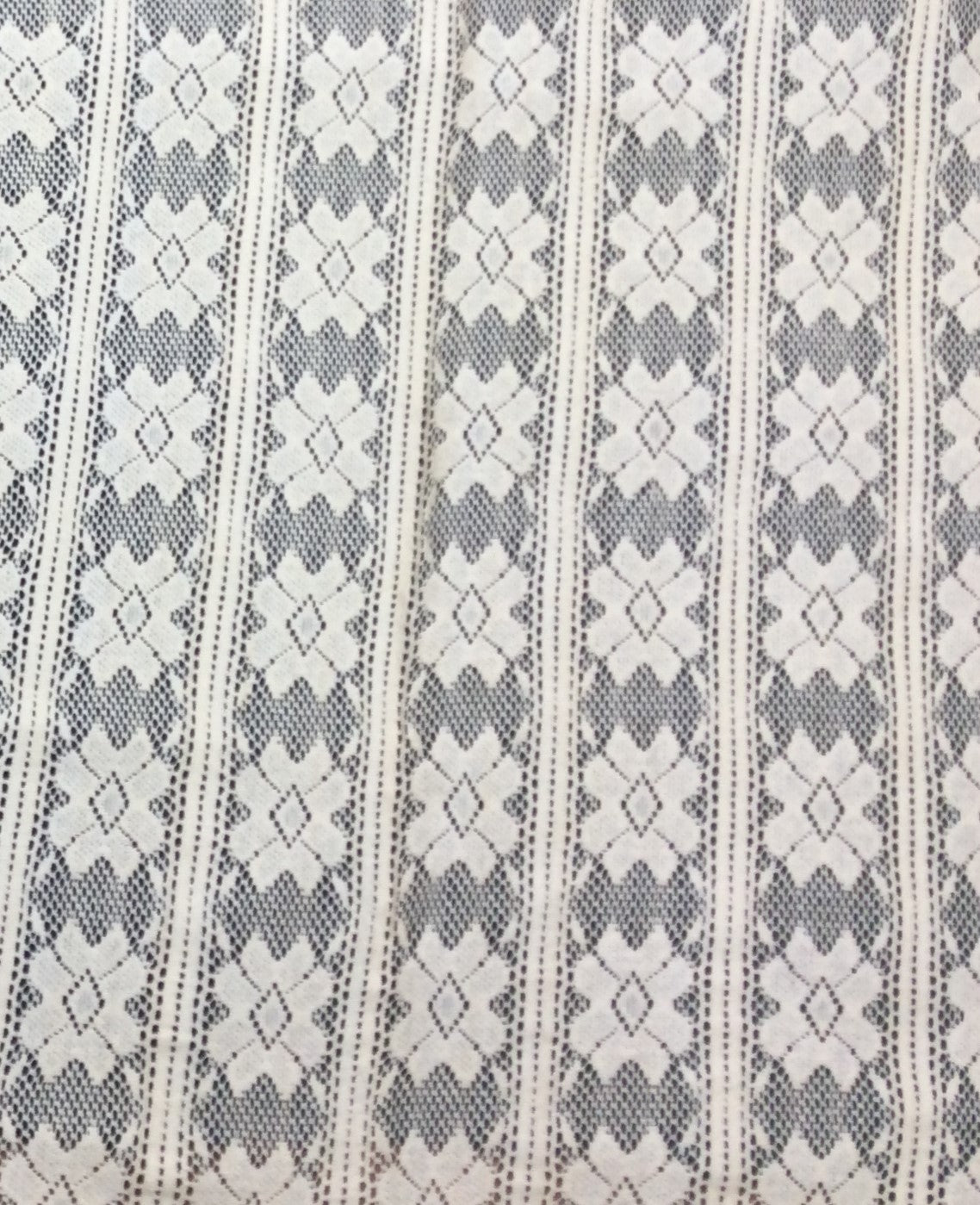 Off White Floral Cotton Dyeable Net Fabric