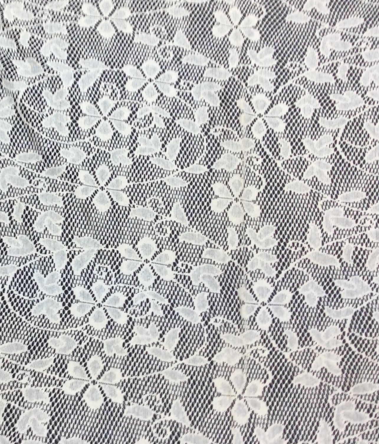 Off White Floral Cotton Dyeable Net Fabric