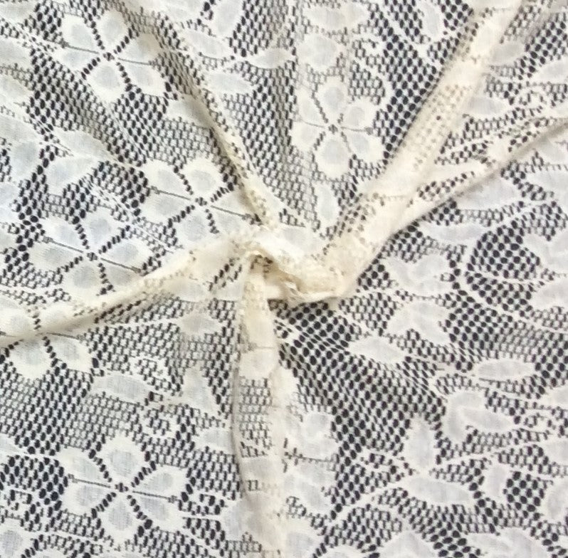 Off White Floral Cotton Dyeable Net Fabric
