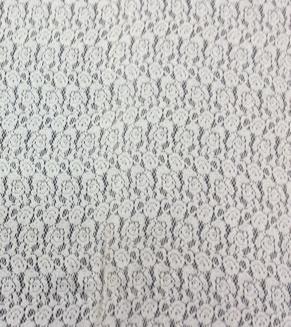 Off White Floral Design Cotton Dyeable Net Fabric