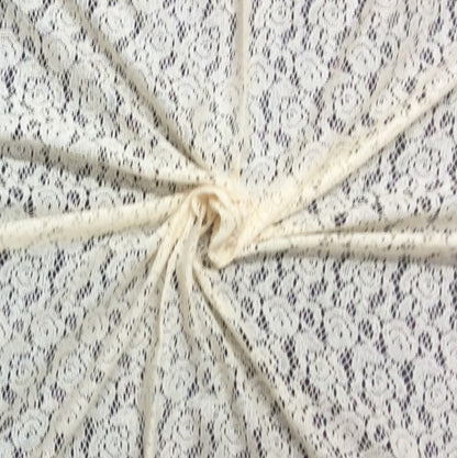 Off White Floral Design Cotton Dyeable Net Fabric