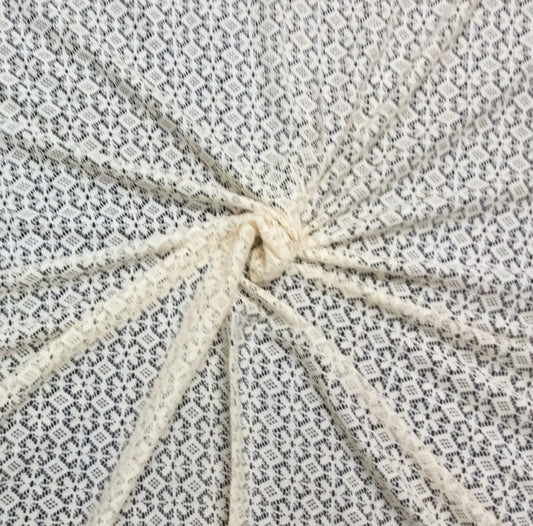 Off White Floral Cotton Dyeable Net Fabric