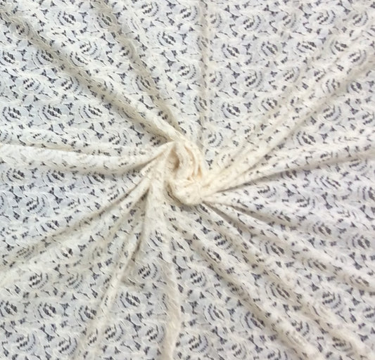 Off White Floral Dyeable Cotton Nylon Net Fabric