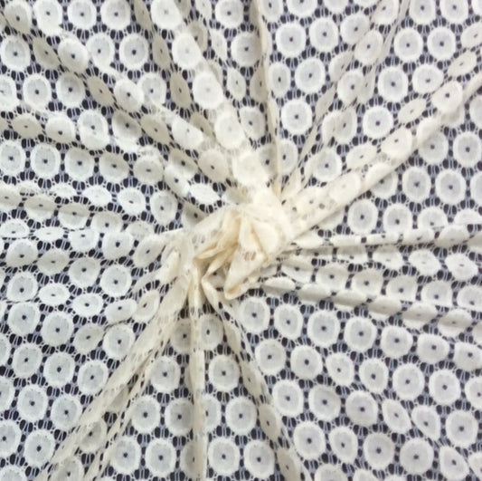 Off White Dyeable Cotton Nylon Net Fabric